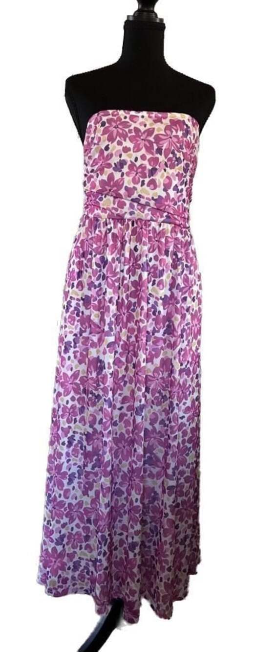 PRETTYGARDEN Women floralStrapless Maxi Dress w/side pockets-Size M-NWT